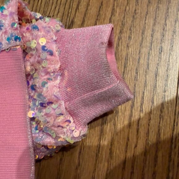 LOLA AND THE BOYS PINK SEQUIN BOMBER JACKET FUZZY LINING SIZE 8 - Picture 5 of 5